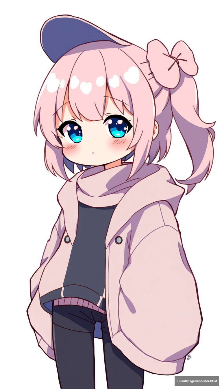 Kawaii and small anime girl cel shading and oversized clothes. - Image