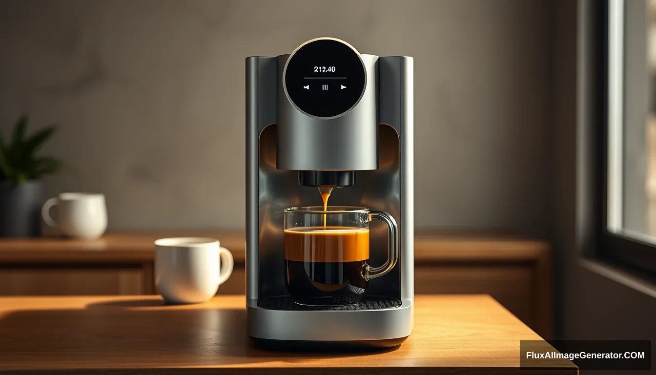 A coffee machine, beautiful, Xiaomi style. - Image