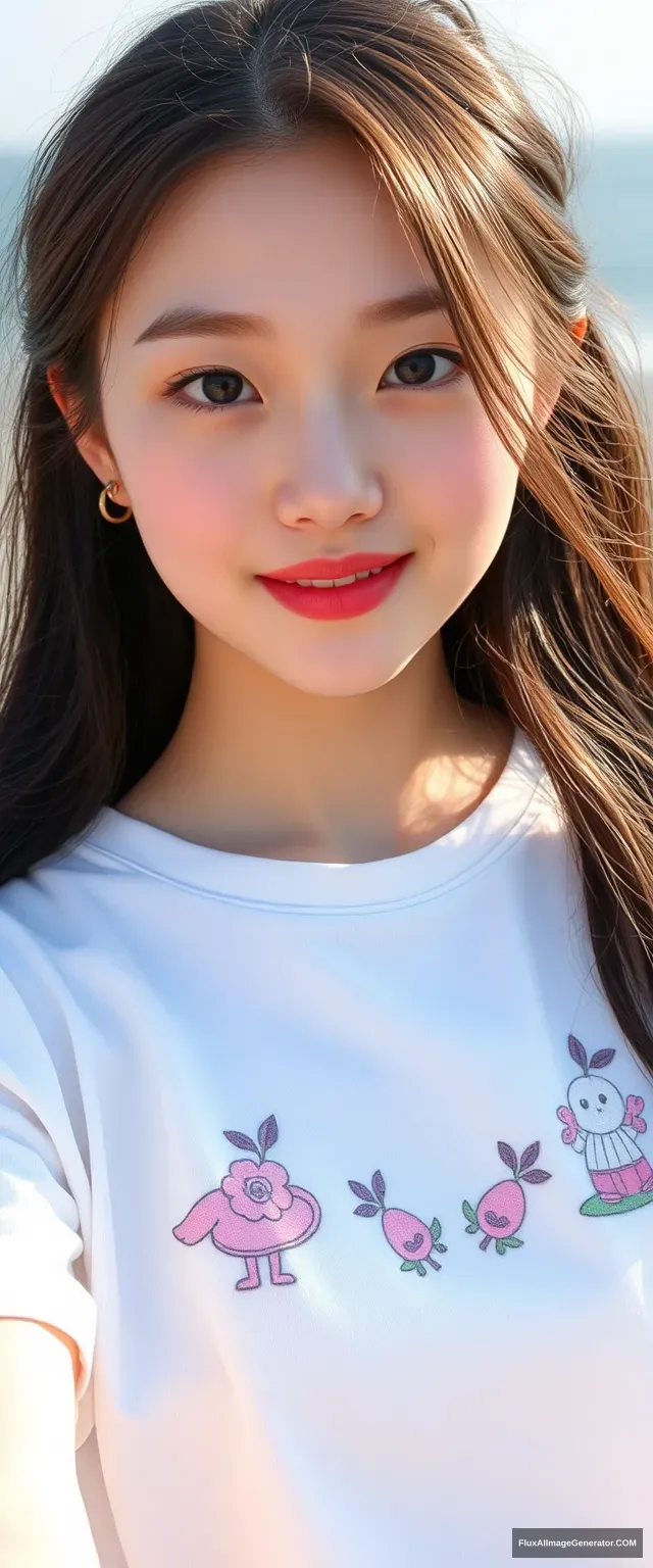 A pretty beautiful girl, Chinese, oval face, 18 years old, college student, summer, full-body.