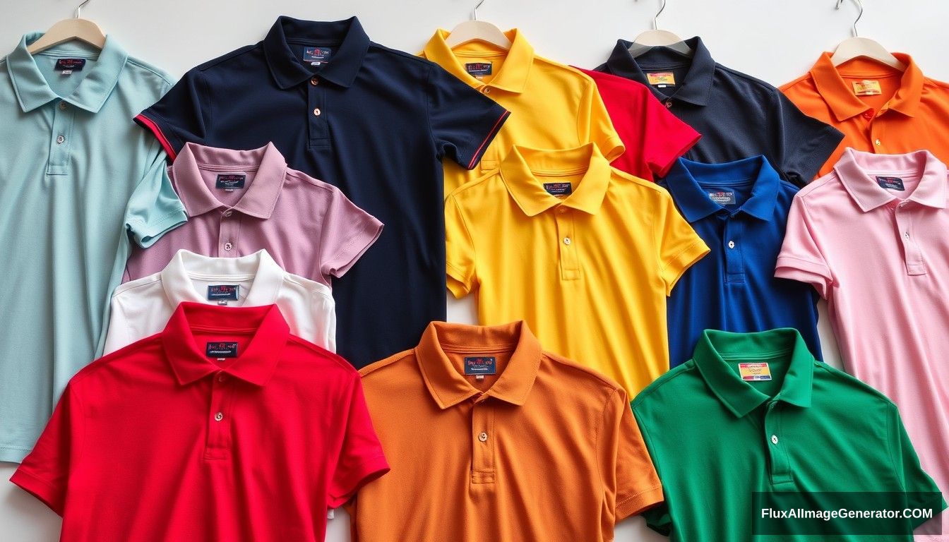 High-quality finished polo shirts in various colors and styles.