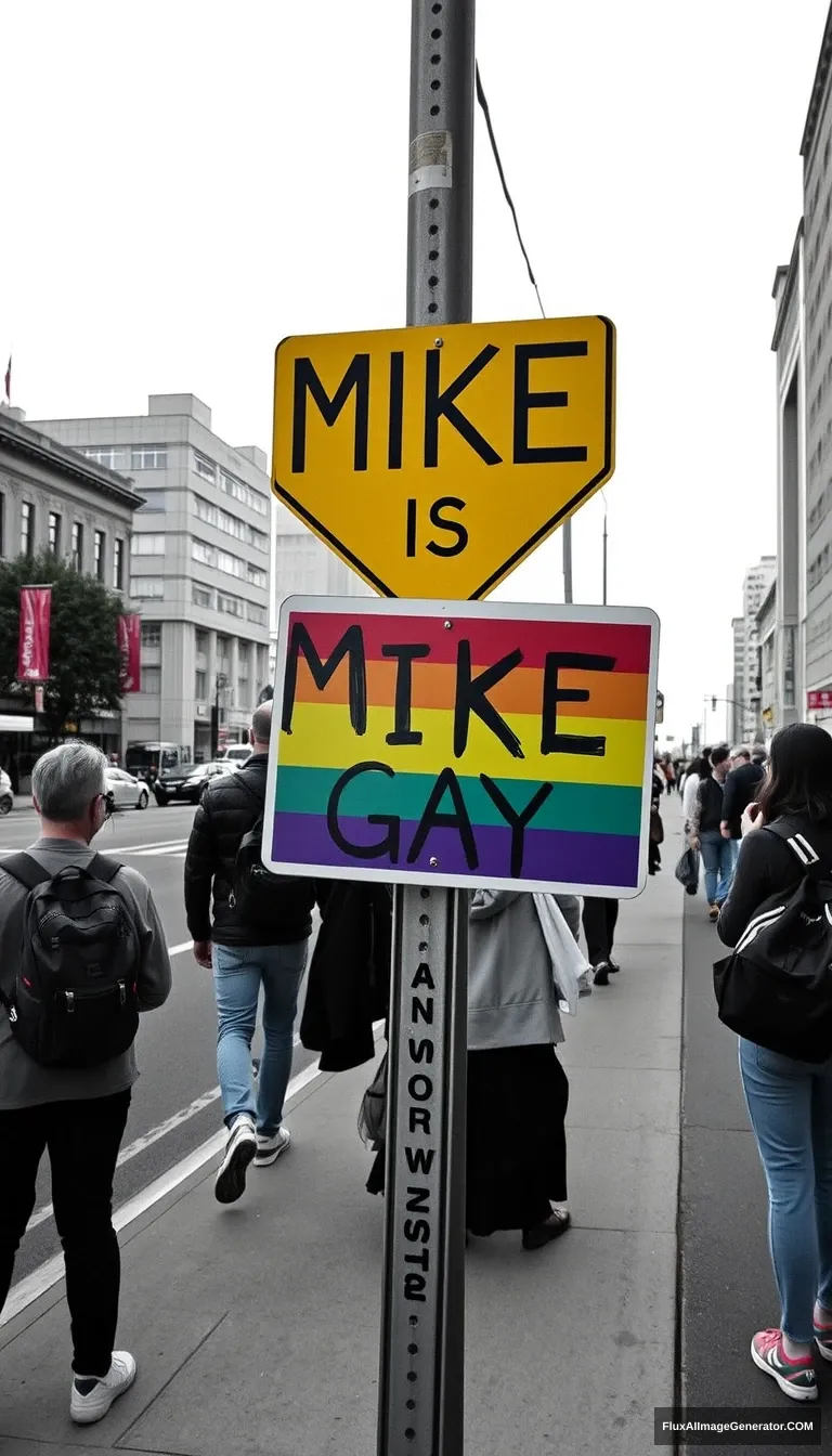 "Mike is gay sign"