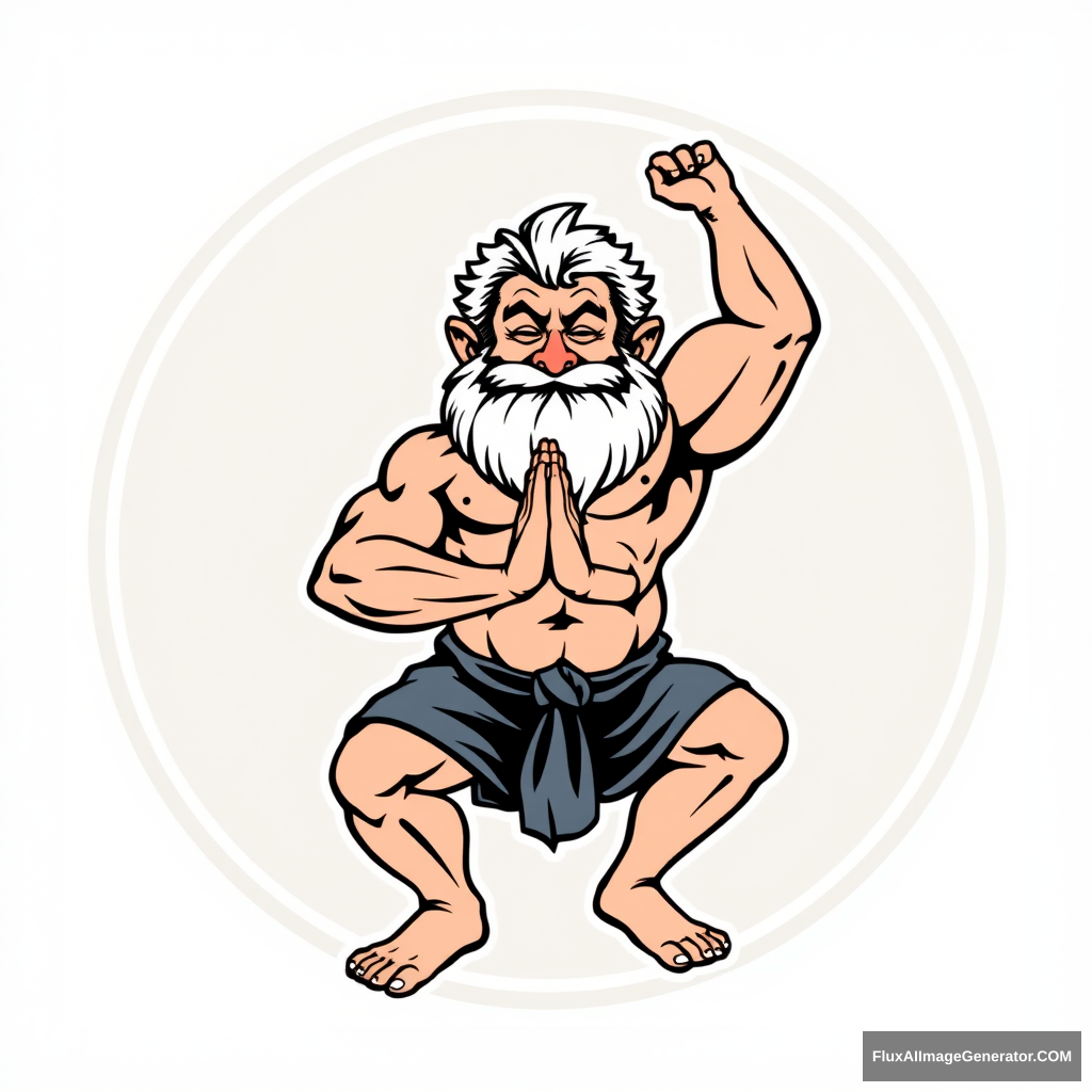 The emblem of the muscular dwarf yoga.