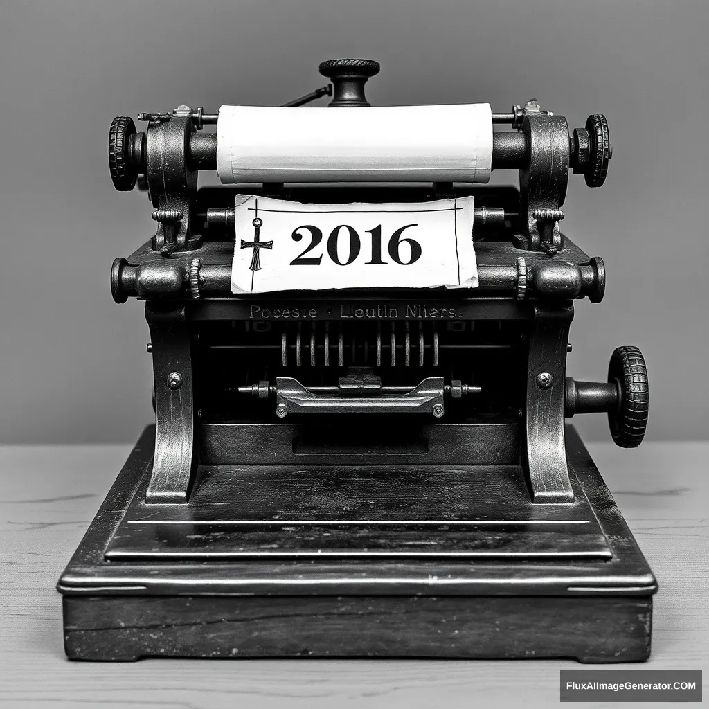 grayscale 1700s printing machine with a label that says "206" - Image