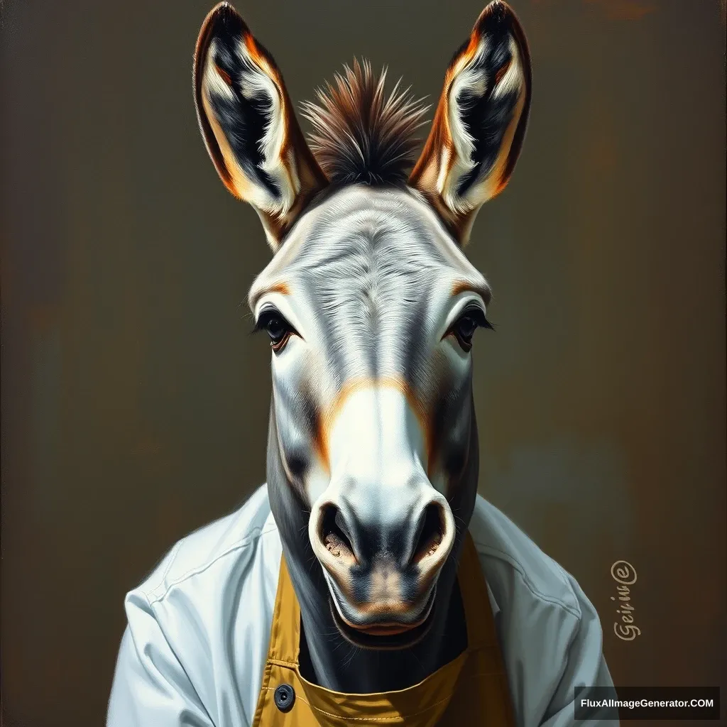 I want a painting of Gordon Ramsey as a donkey. - Image