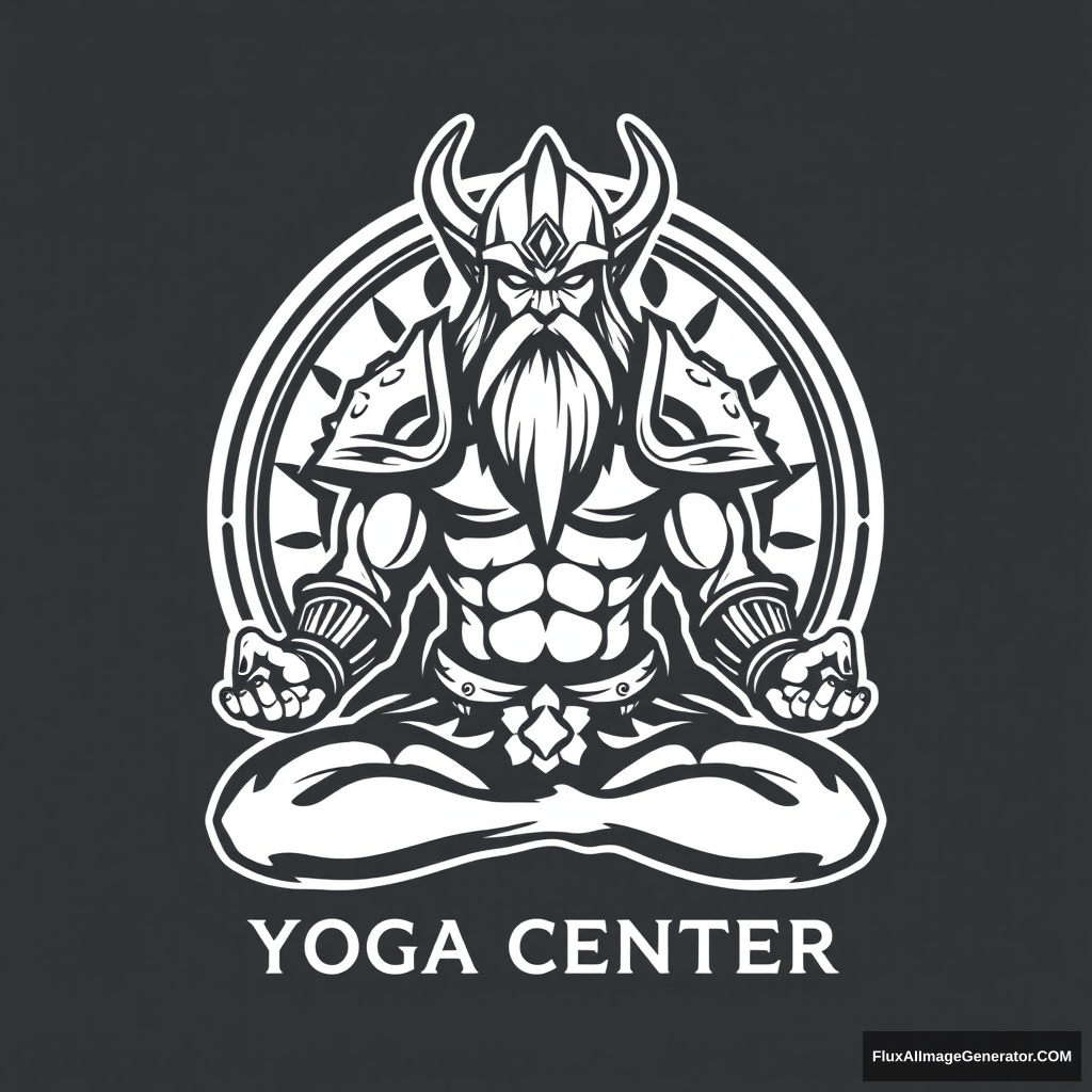 Yoga Center Logo: Muscular Armor Dwarf Dungeons & Dragons lotus position