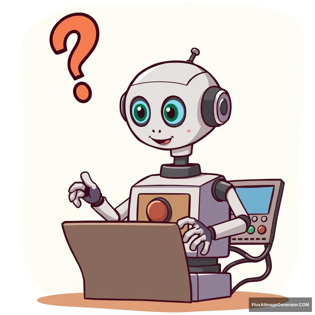 Machine, ai, question, answer, cartoon style