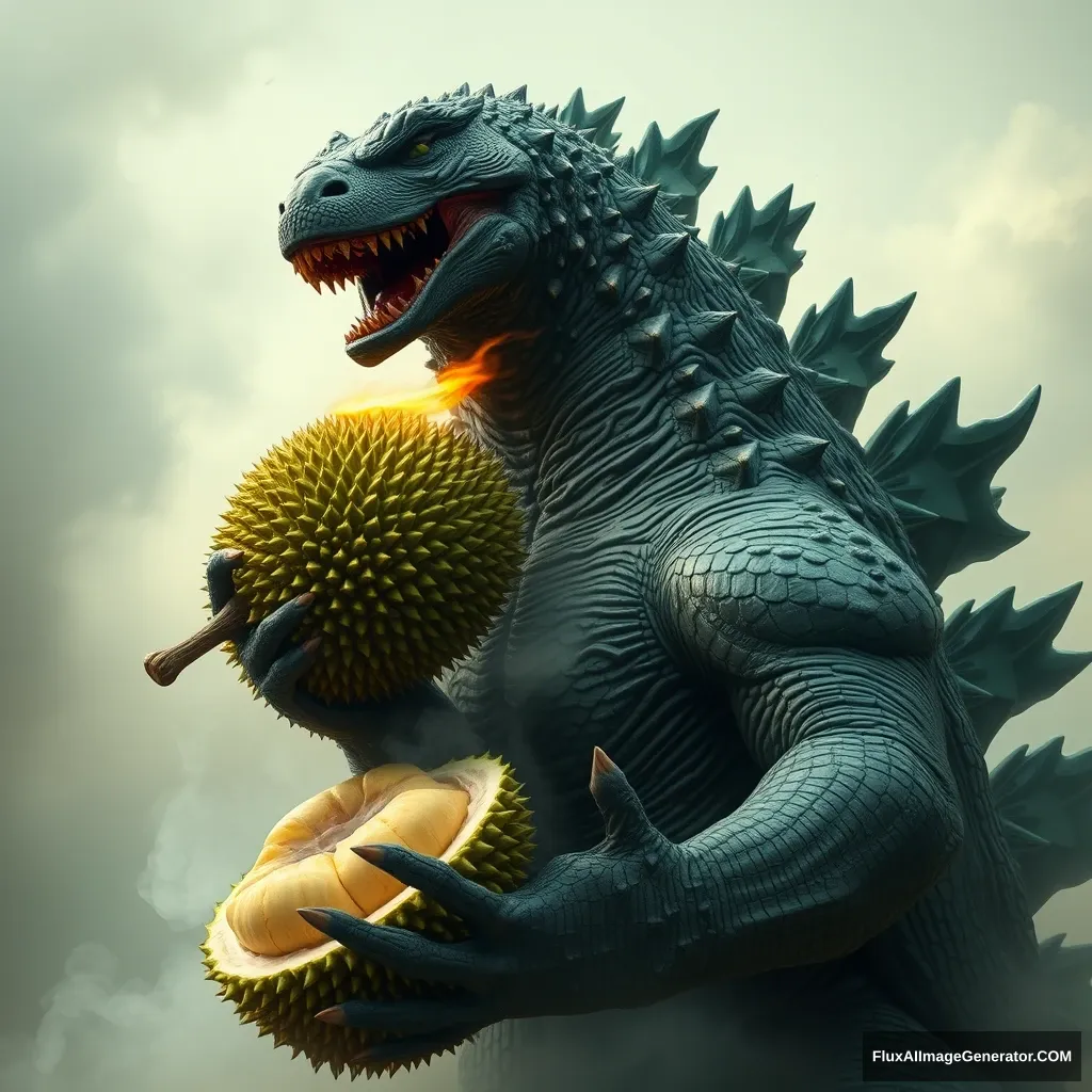 "Godzilla eating durian"