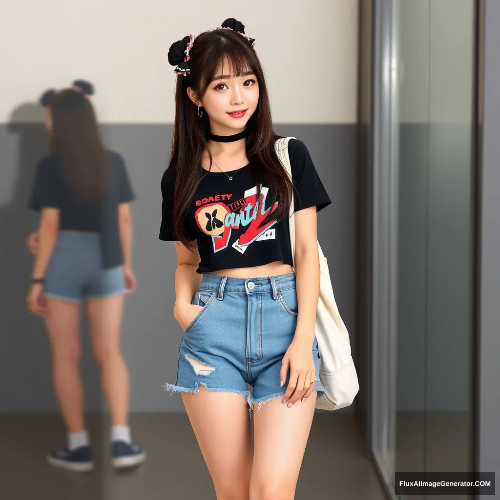 K-pop girl, 1 girl, short pants