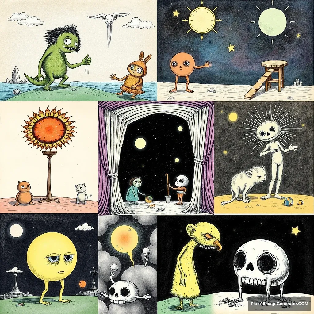 Collage of Different Weird Illustrations