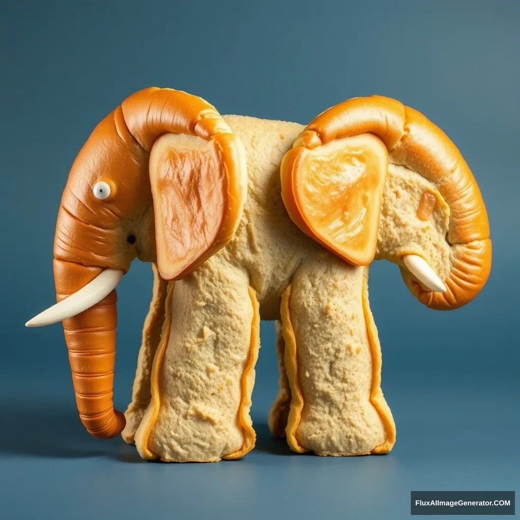 An elephant as a sandwich where each side of the elephant has half of a bun attached to it.