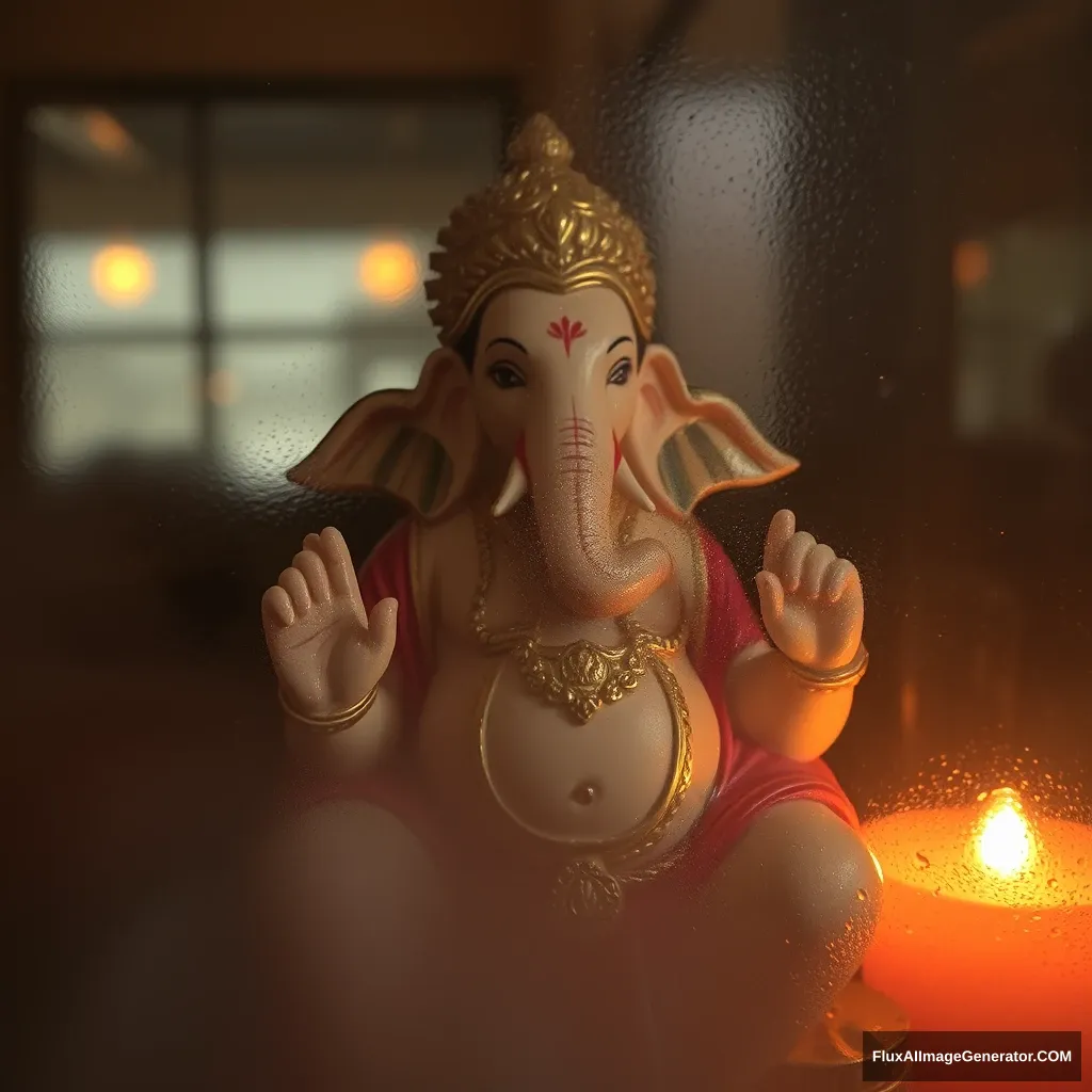 Ganesha seen through frosted glass