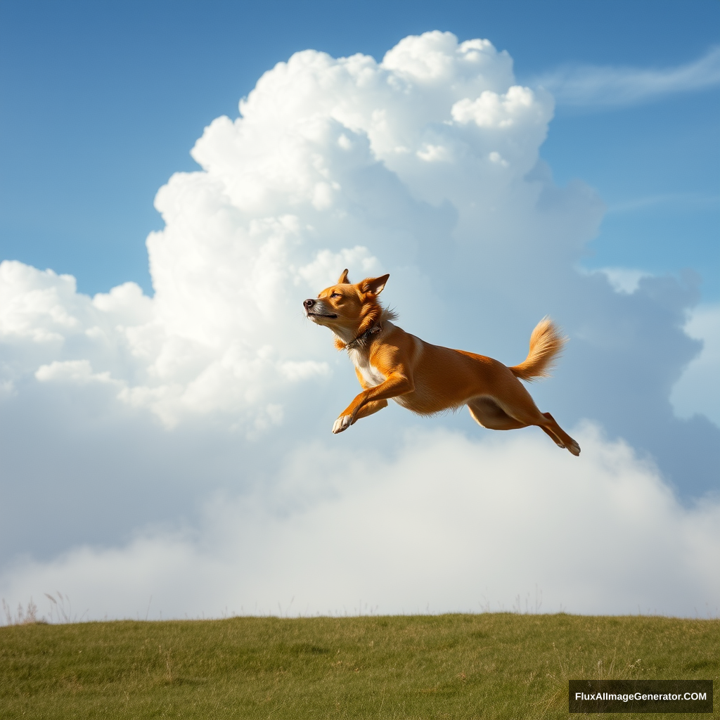 flying dog in the cloud - Image