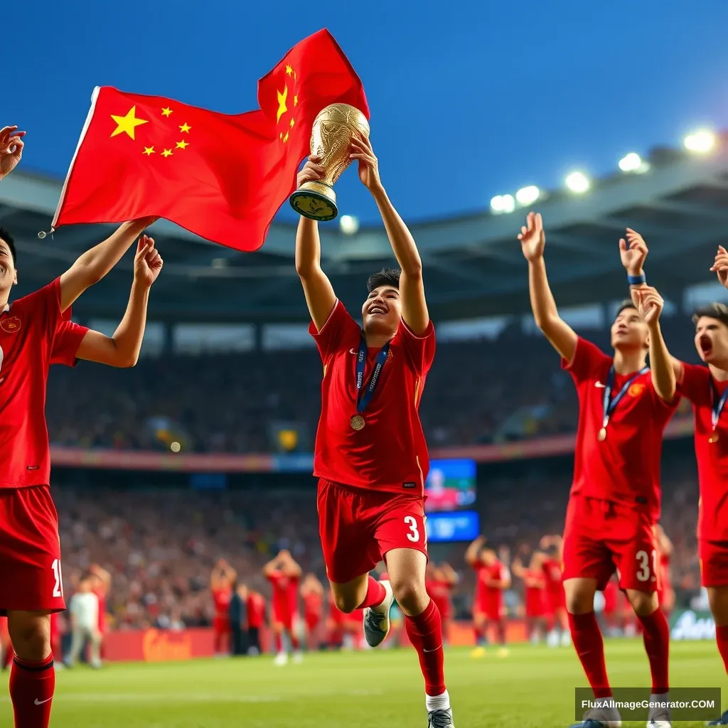 China football won the World Cup. - Image