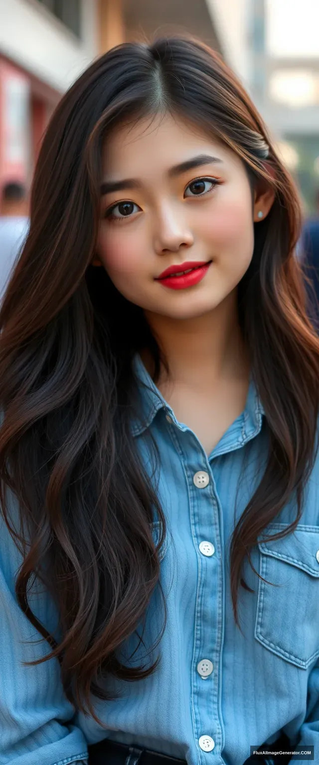 A pretty beautiful girl, Chinese, oval face, 18 years old, college student, big, summer.