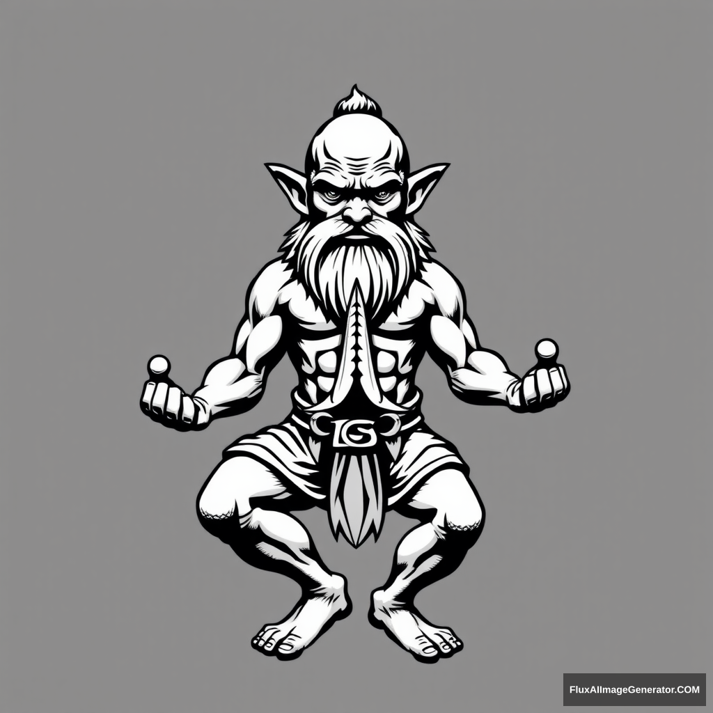 The emblem of the muscular brutal dwarf yoga Tolkien. - Image