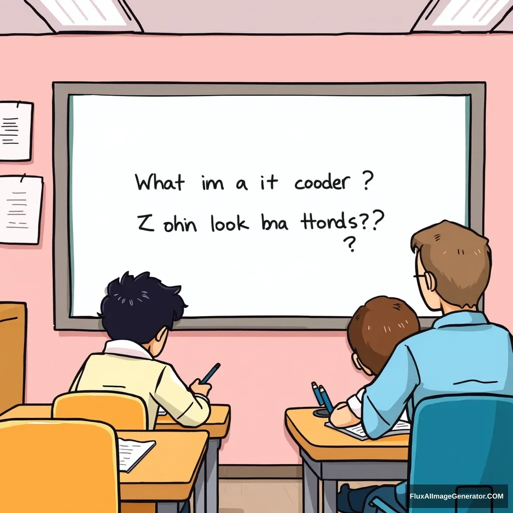 school, study, whiteboard, question, answer, no text, cartoon style - Image