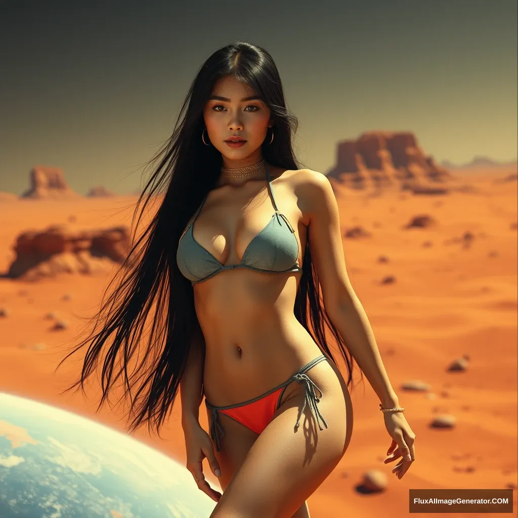 A bikini Asian girl on Mars. - Image