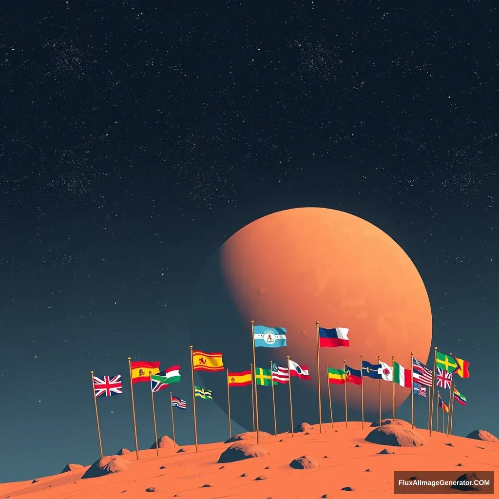 "Logged into Mars, there are many flags." - Image