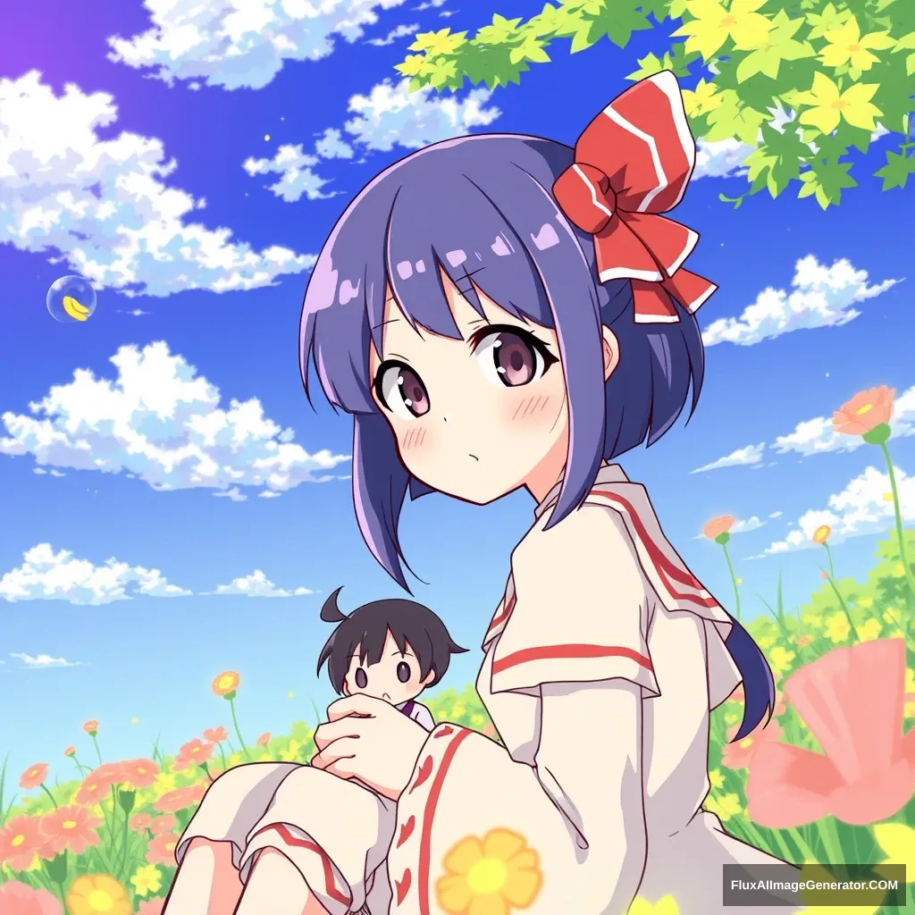 Anime girl with small guy - Image