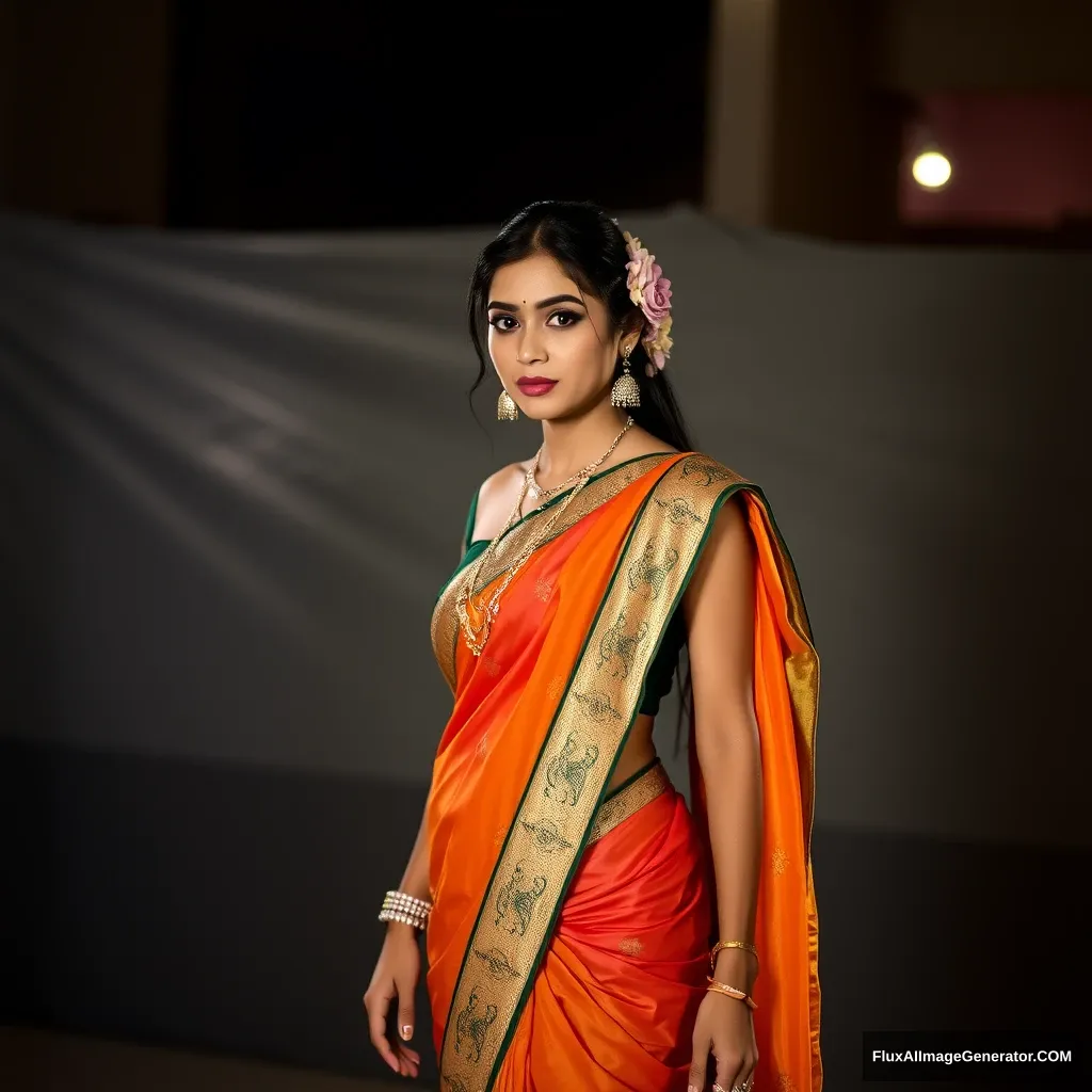 Woman dressed in a hot saree - Image