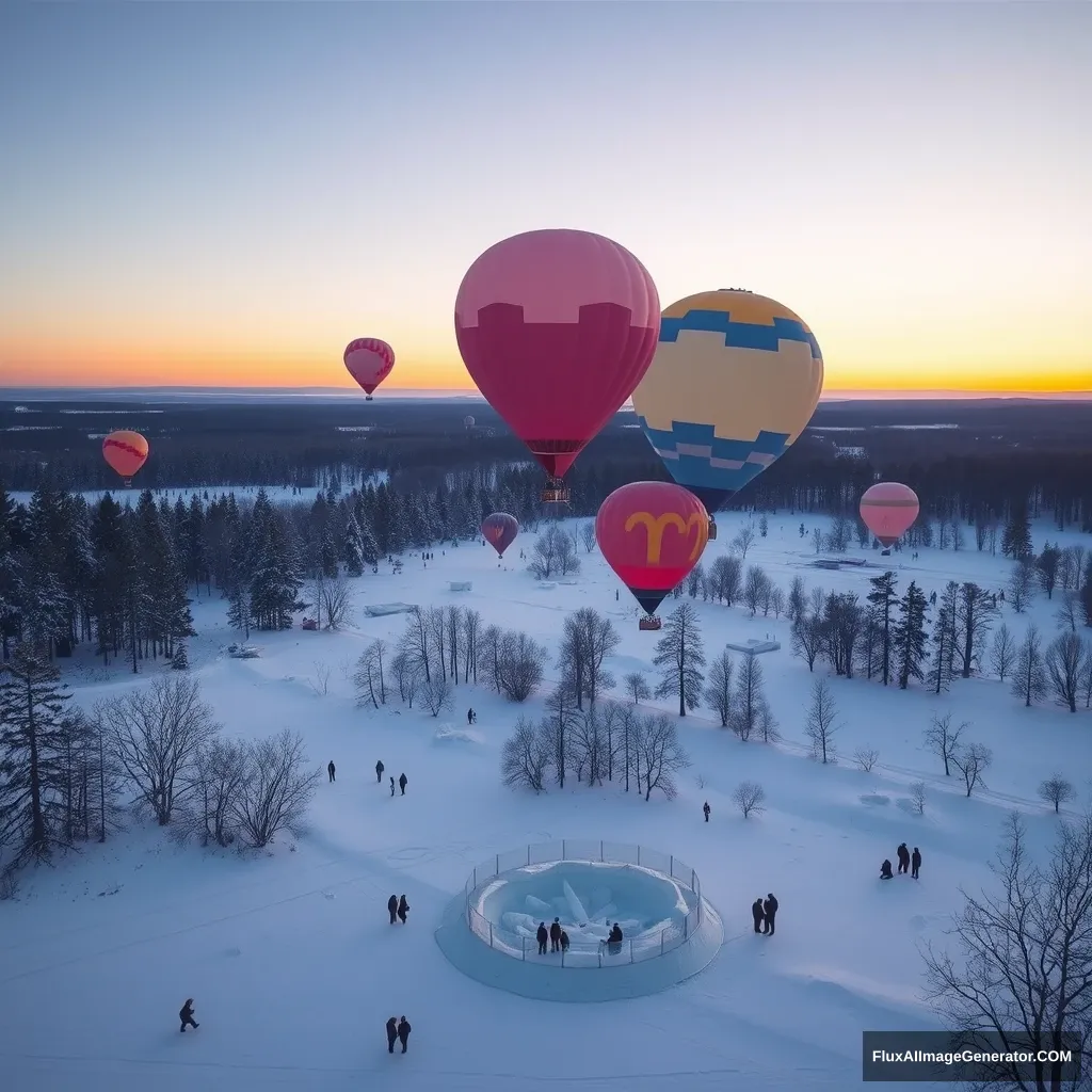 Balloons in the snow and ice - Image