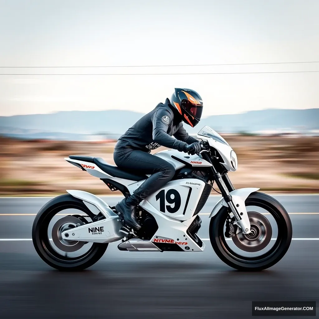 "Nine Number Electric Motorcycle Speeding" - Image