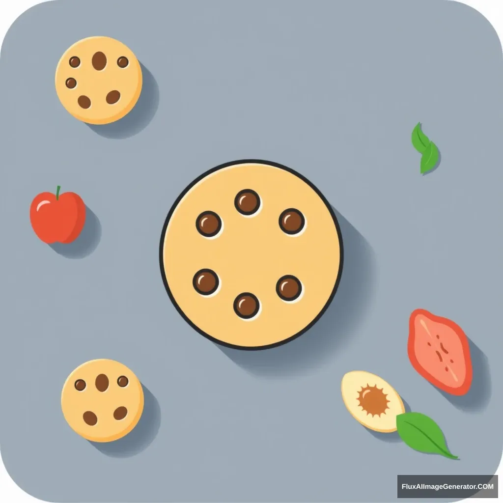 Draw an icon for a diet and health app, vector required, flat. It is better to be a circle cookie.