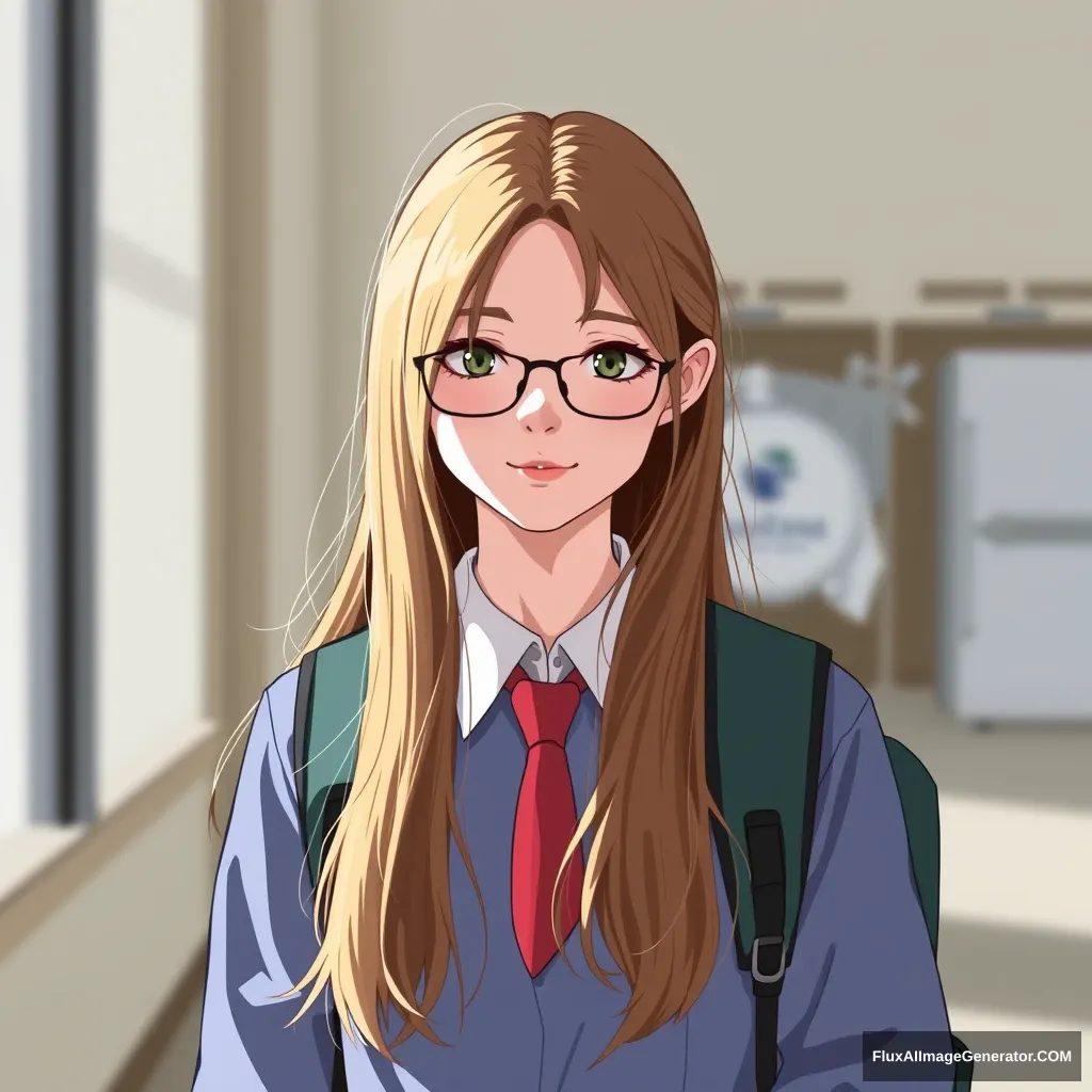 "High school girl with long hair" - Image