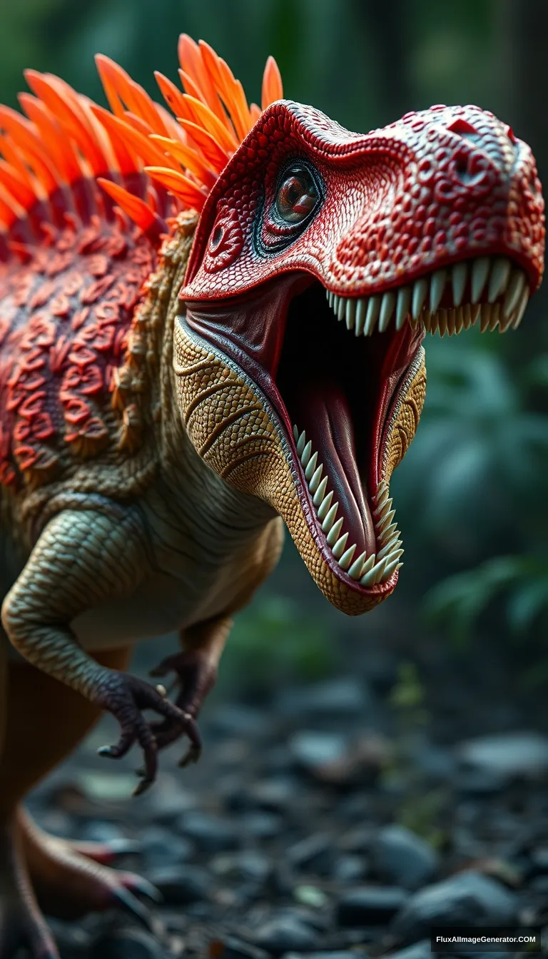 feathered T-rex, hyper-realistic photo, 8K, unreal engine, full body shot