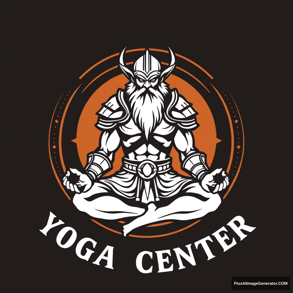 Yoga Center Logo: Muscular Armor Dwarf Dungeons & Dragons lotus position