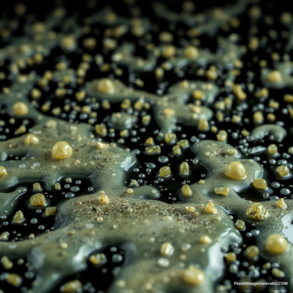 field of bacteria slime covering the ground black background no floating bacteria!