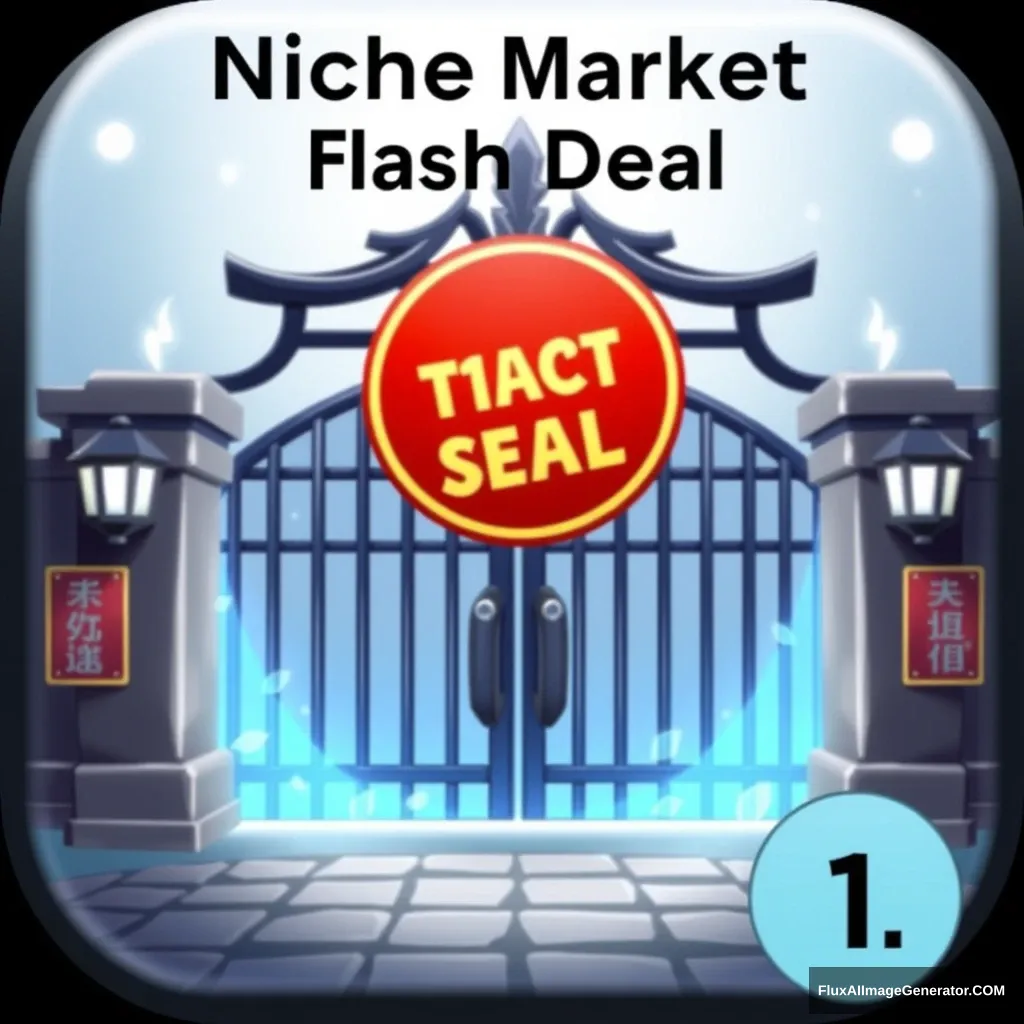 1. Icon  
2. The text above the large gate reads "Niche Market: Flash Deal" - Image