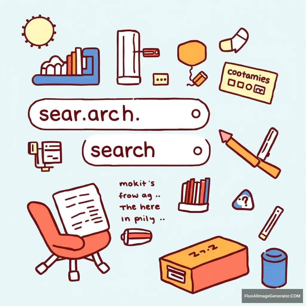 search for something, separate, detail, information, cartoon style