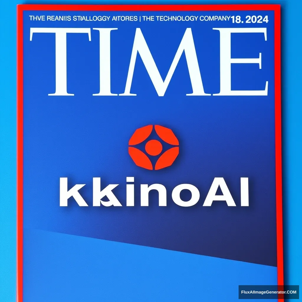 A TIME magazine cover shows a "KainoAI" company; it is a technology company, and the background is blue. The top-right corner shows the date 18 May 2024.