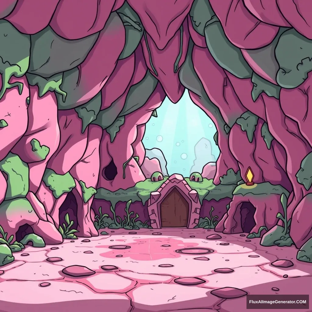 A bio-organic pink dungeon in the Zelda cartoon. - Image