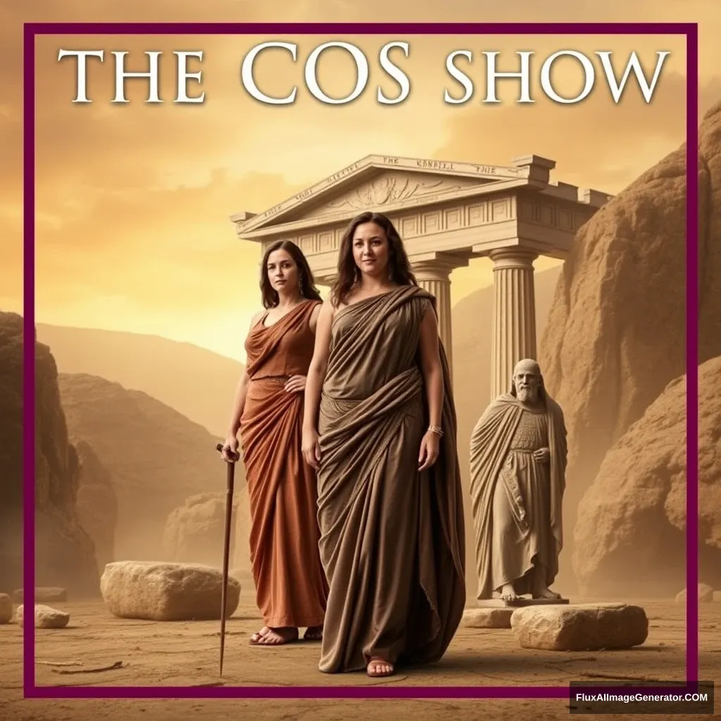 Poster for a new TV show called "The COS Show" about women in ancient Greece.