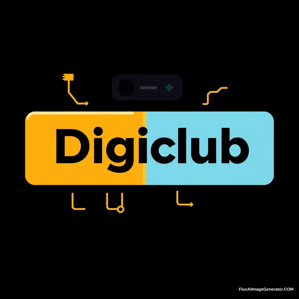 Create a classic, clunky logo for Digiclub, a YouTube channel focused on digital marketing and SEO. The logo should: - Incorporate a combination of digital and marketing elements (e.g., pixels, screens, charts, or graphs) - Feature a bold, dark color scheme (e.g., blues, oranges, or yellows) - Include the channel name 'Digiclub' in a clean, sans-serif font - Be scalable for various formats (e.g., YouTube thumbnails, social media profiles, and website headers) - Convey a sense of innovation, amateur, and isolation. Design a logo that appeals to digital marketers, entrepreneurs, and anyone interested in growing their online presence.