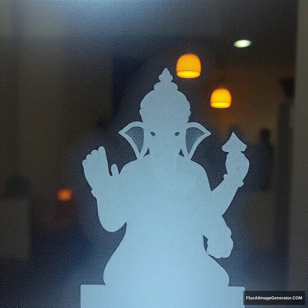 Ganesha seen through frosted glass - Image