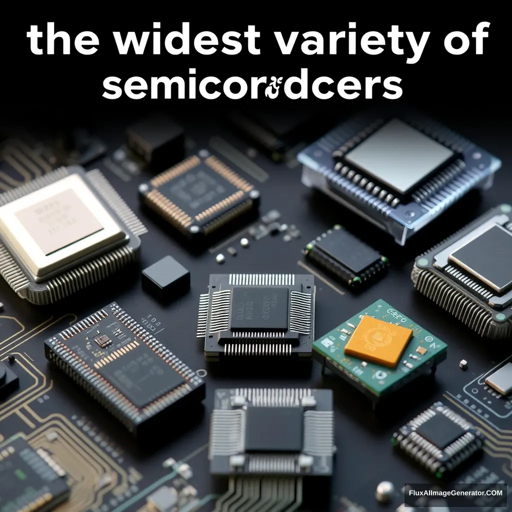 Marketing image about semiconductors and their different packages that says a title of: the widest variety of semiconductors. - Image