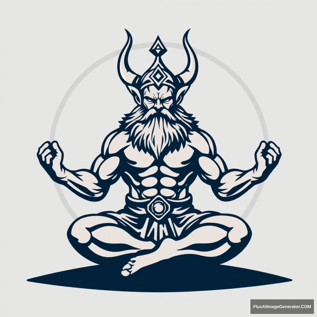 Yoga Center Logo: Muscular Gotrek Dwarf Warhammer lotus position