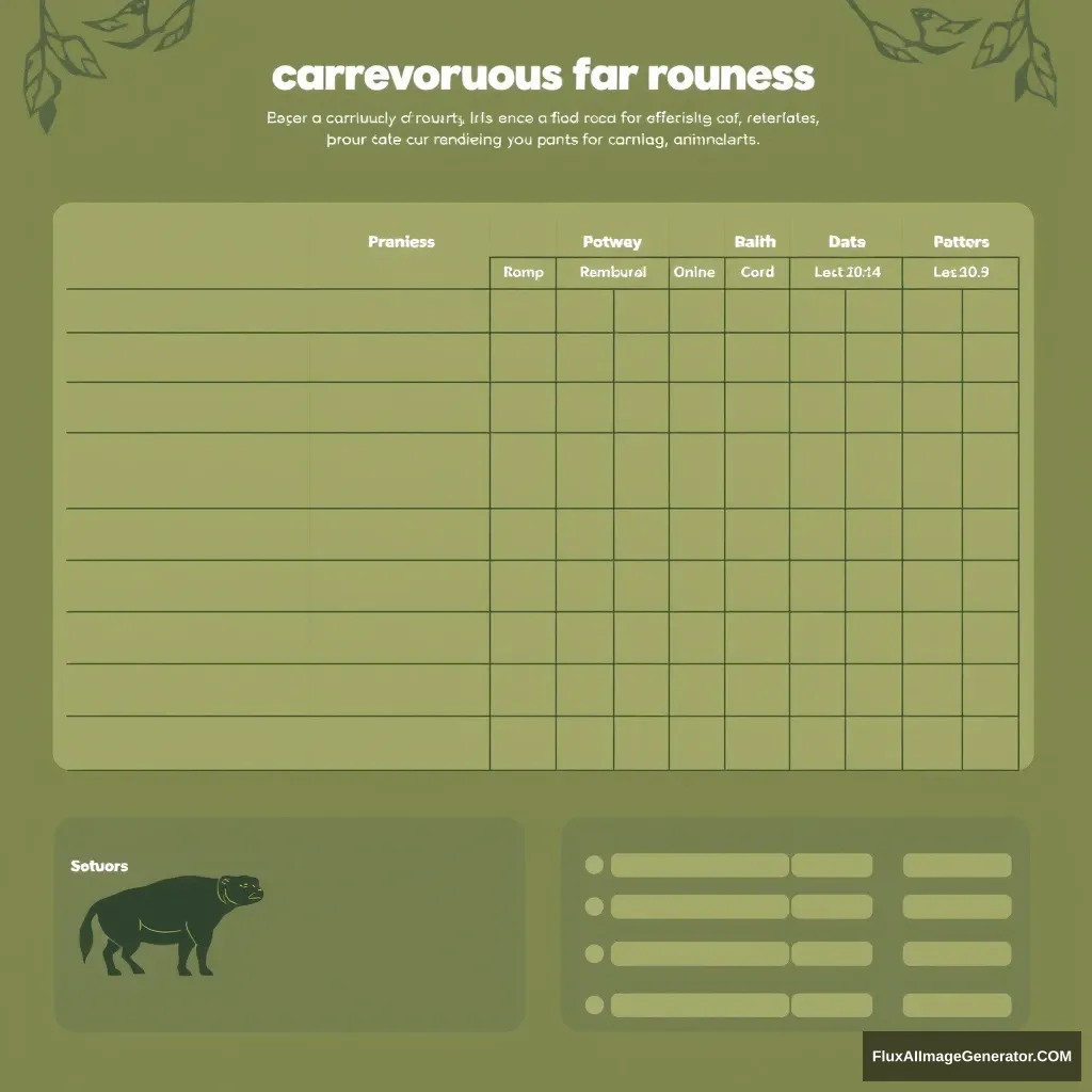 'Example template for gathering data on carnivorous animals'