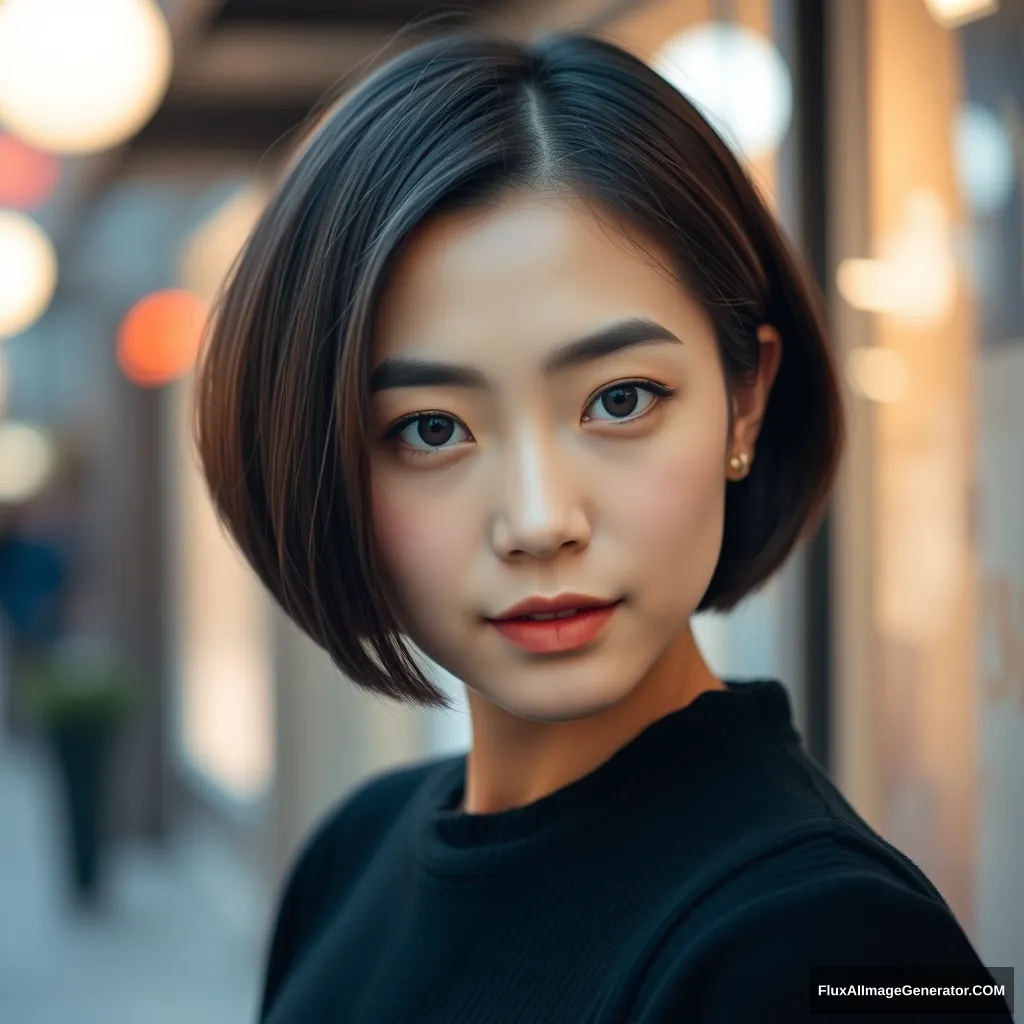 "Beautiful Korean woman in her 20s with a bob haircut." - Image