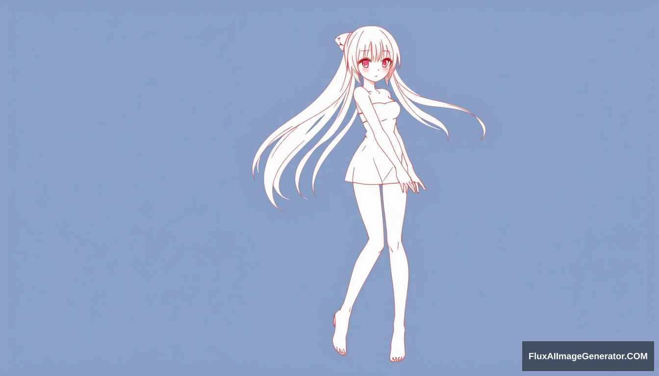 Create an outline of an anime girl's body.