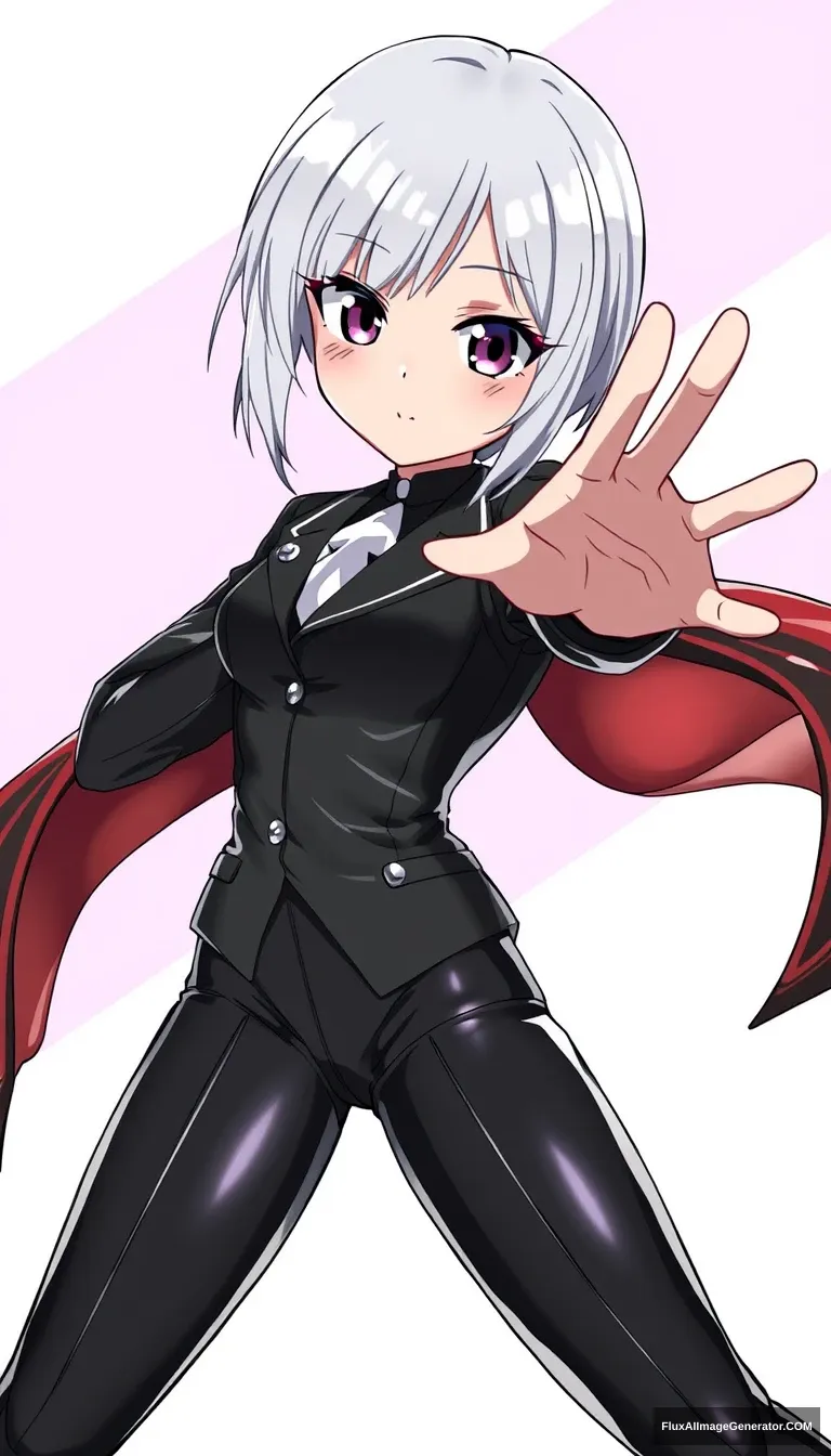 1 girl, best quality, Fubuki from One Punch Man, glossy suit, dynamic pose.