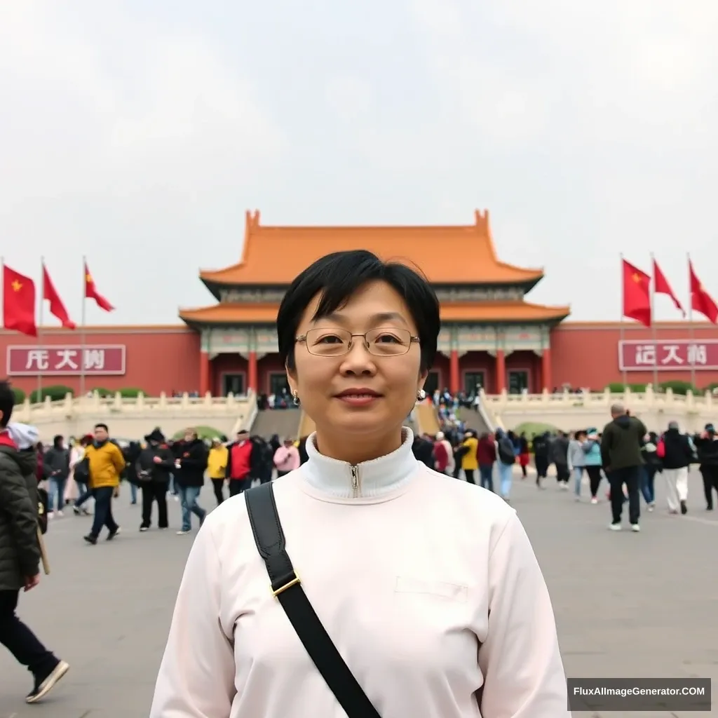 A Chinese person stands in Tiananmen Square.