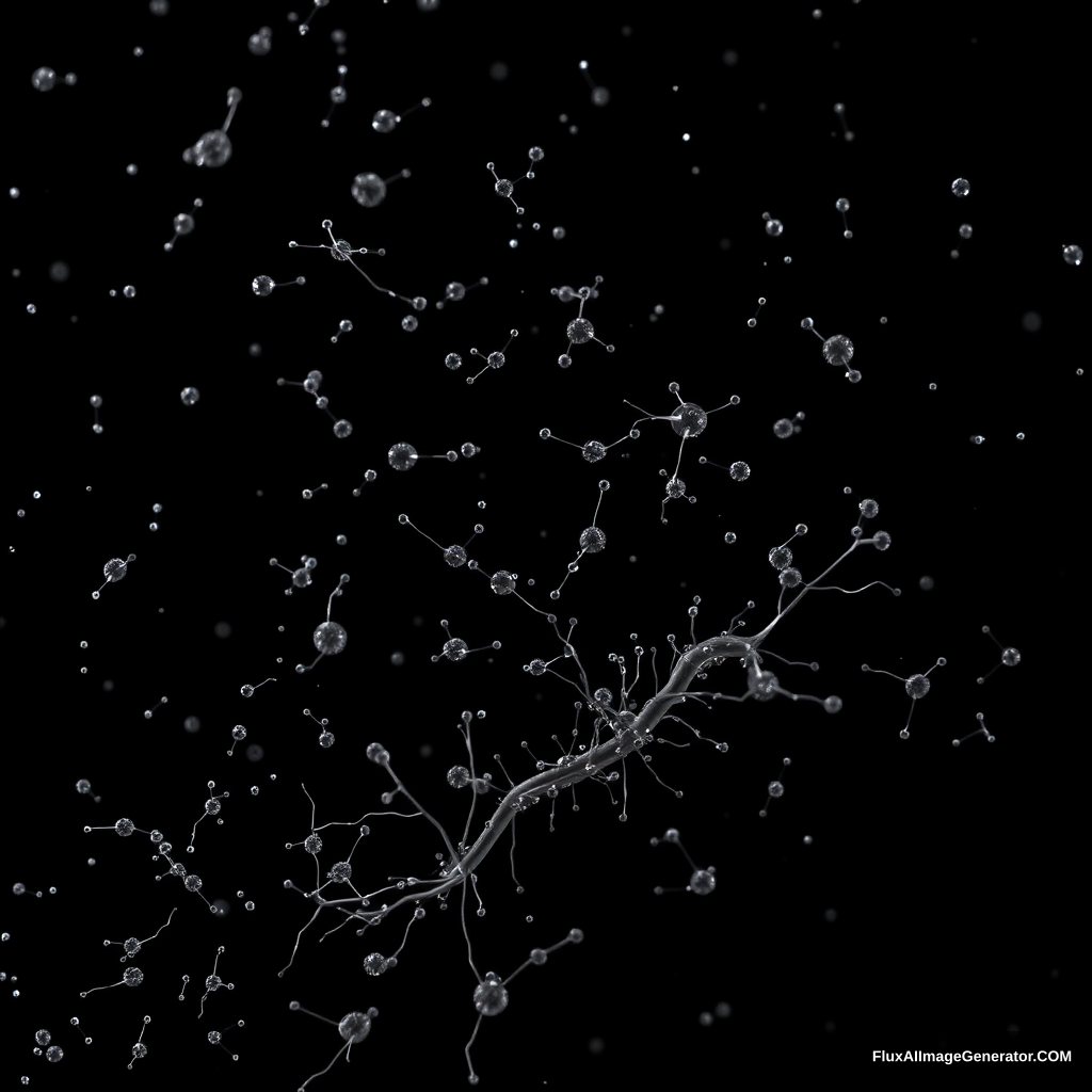 bacteria filament field cover the ground black background