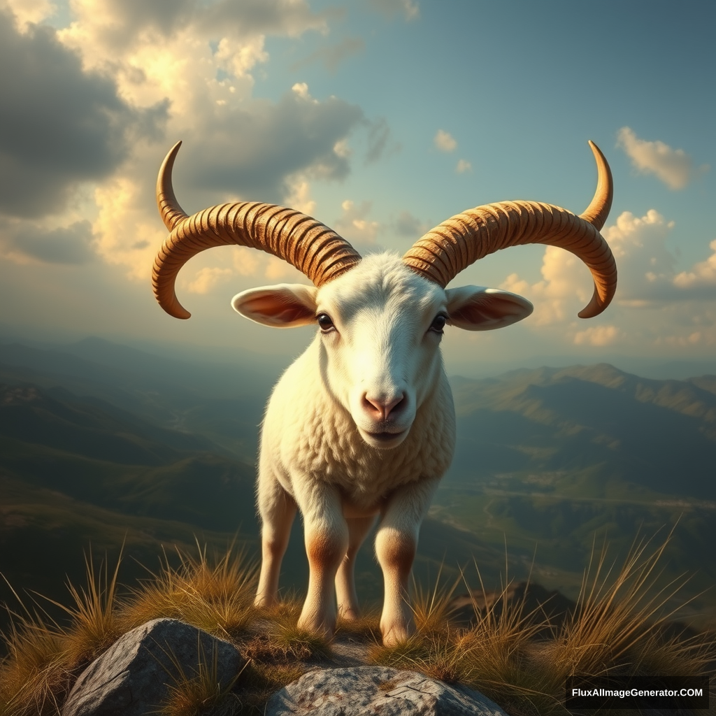 the seven horned, seven eyed lamb mentioned in the Book of Revelation - Image