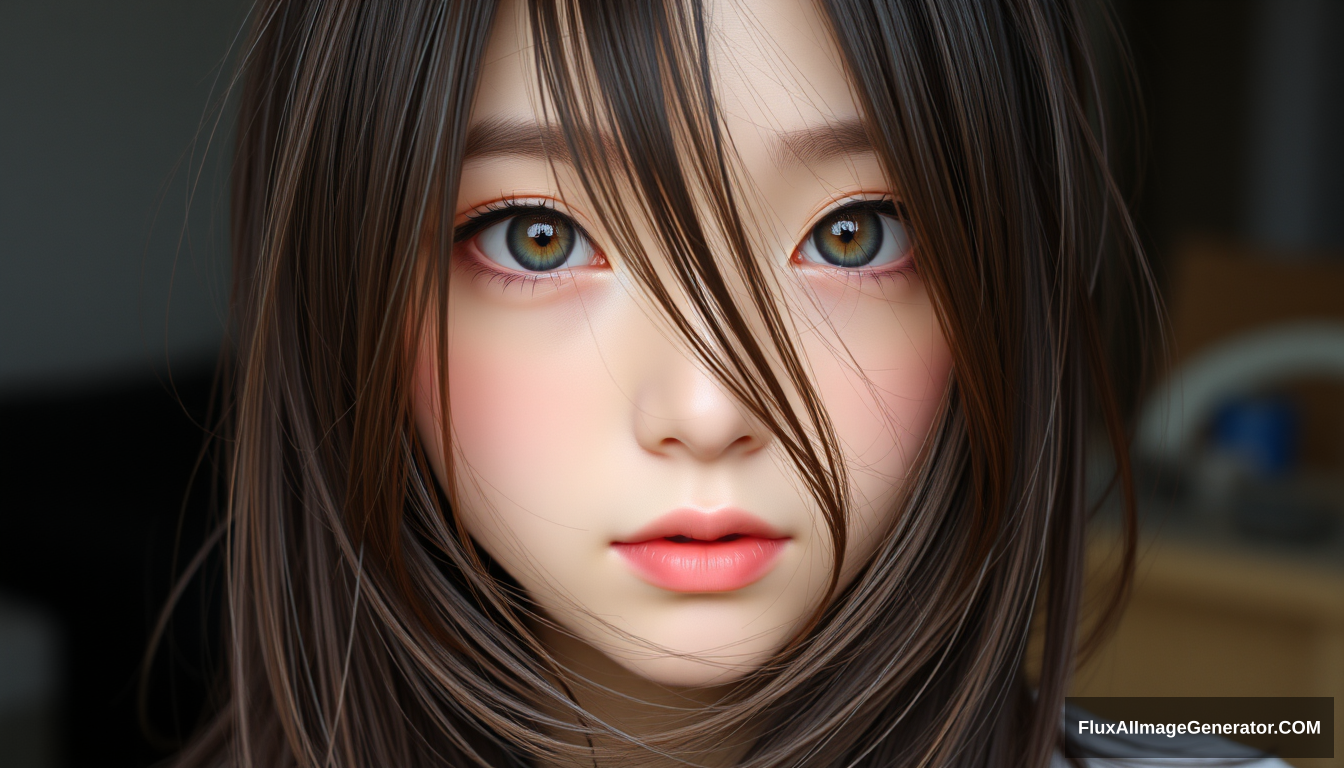 VERY BEAUTIFUL ANIME GIRL WITH PERFECT EYES AND HAIR OVER ONE SIDE OF HER FACE - Image