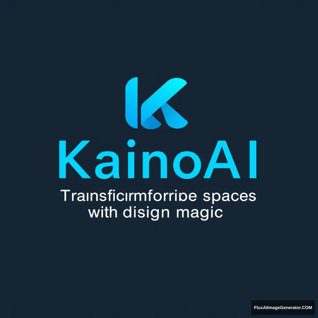 A blue logo with the words "KainoAI," to express the transformation of spaces with design magic. - Image