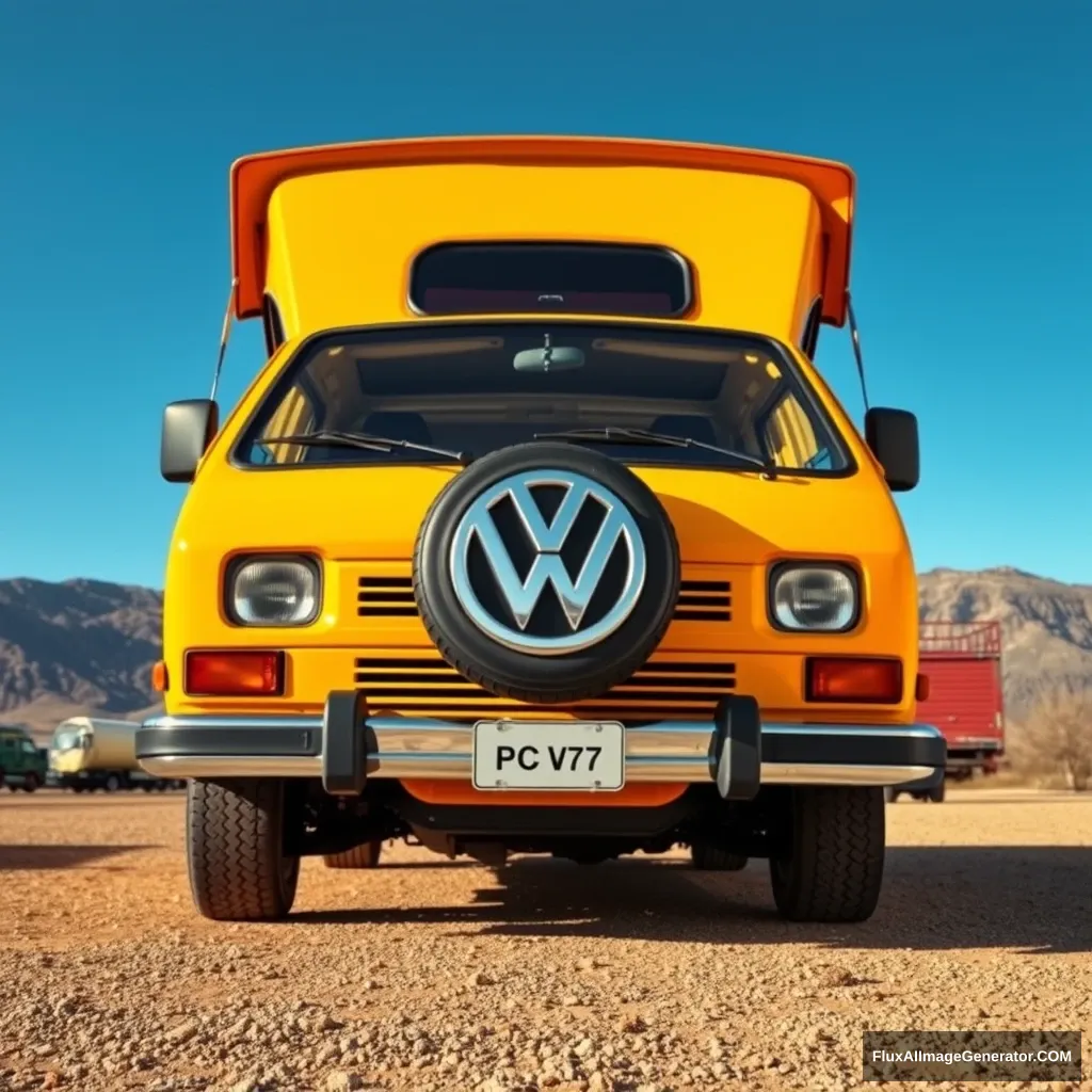 'VW T5 yellow with aircraft wings'